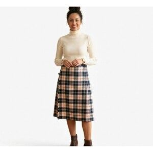 Trimingham's Scotland Vintage 100% Wool Skirt Kilt Size 14 Tartan Plaid Pleated